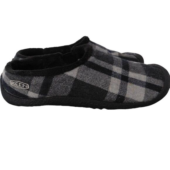 KEEN Womens Size  8.5 HOWSER Black Gray Plaid Wool Slippers Rubber Soles - Picture 1 of 8
